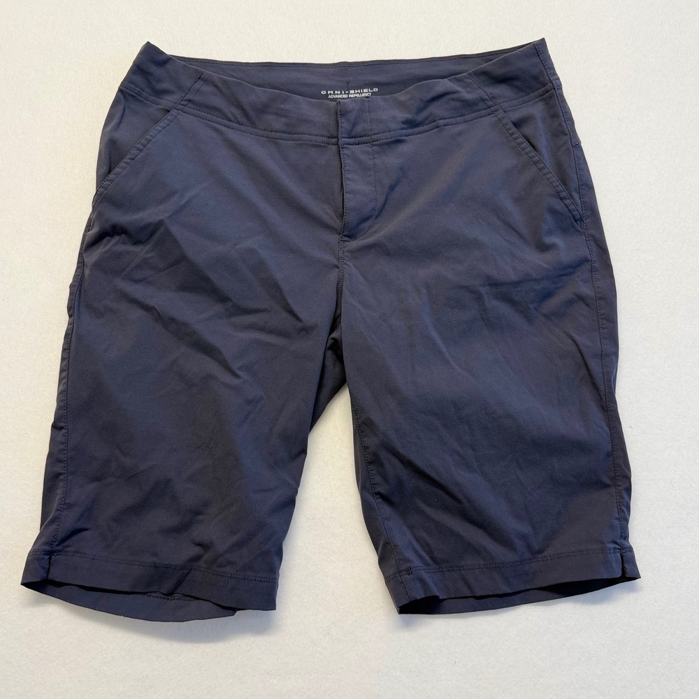 Columbia Omni-Shield Hiking Shorts Womens 10 Blue Nylon Stretch Water Repellent